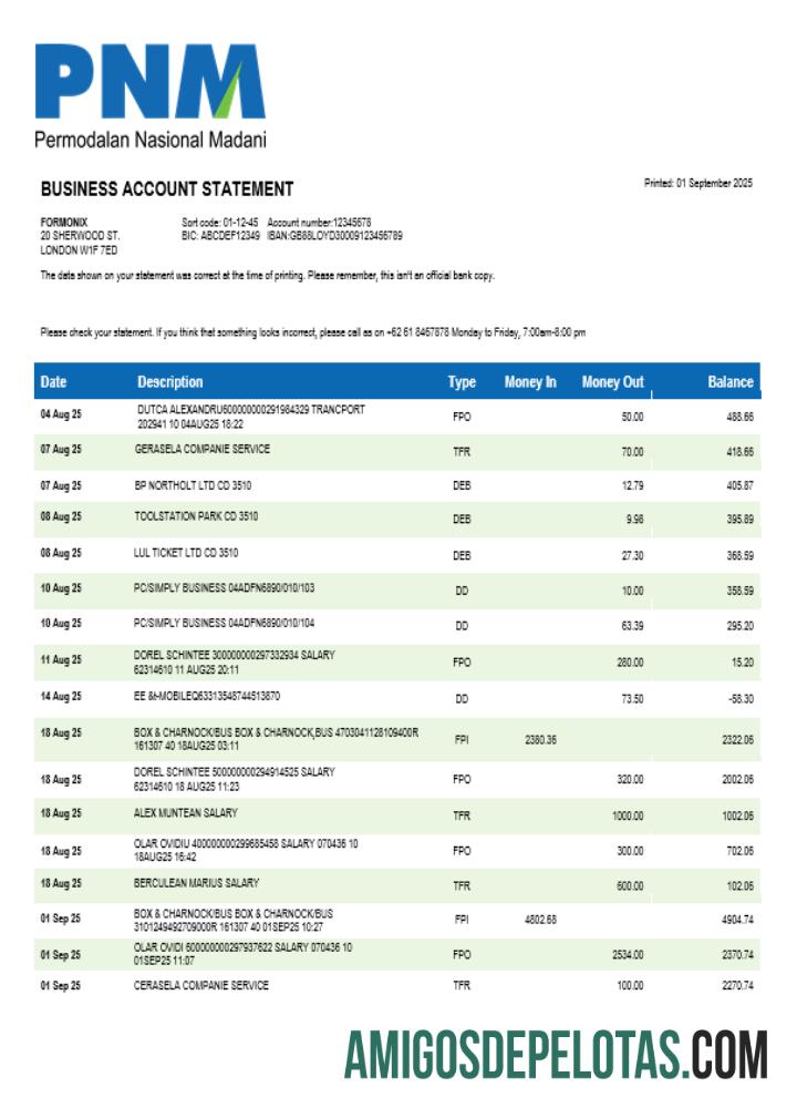 Modelo de declaração de empresa de negócios Permodalan Nasional Madani em formato Word e PDF